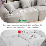 Yoglad 105.6‘’ 4-Seat Modern Curved Chenille Sofa, No Assembly Needed Minimalist Floor Loveseat Sofa, Comfy Upholstered Couch, Compression Sofa for Living Room Apartment Studio Office (Grey) Yoglad