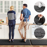 Kitchen Mat [2 PCS] Cushioned Anti-Fatigue Floor Mat, Waterproof Non-Skid Ergonomic Comfort Foam Rugs, Standing Mat for Kitchen, Floor,Office, Sink, Laundry(Black) SoftDuo