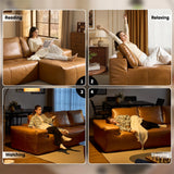 ovios Sectional Cloud Couch for Living Room, Modular Floor Sofa with Plush Corduroy, No Assembly Required, Big Comfy Couches Set with Fluffy Memory Foam, Stupendous U Shaped Sofas with Chaise, Brown ovios