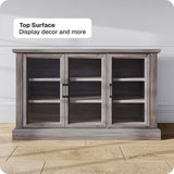 BELLEZE Sideboard Buffet Cabinet, 55” Entertainment Center Modern Wood Glass-Buffet-Sideboard with Storage Cabinet Console Table Adjustable Shelves for Dinning Room Living Room Hallway, Gray Wash BELLEZE