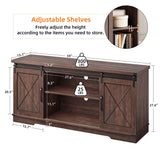 CABIHOME Farmhouse TV Stand and Entertainment Center for TV Up to 65 Inches with Sliding Barn Doors and Adjustable Shelf, TV Media Storage Console Table and Furniture for Living Room, Bedroom, Brown CABIHOME
