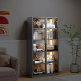 MIIIKO 63" Grey Glass Door Display Cabinet with 5 Shelves for Curios and Collectibles MIIIKO