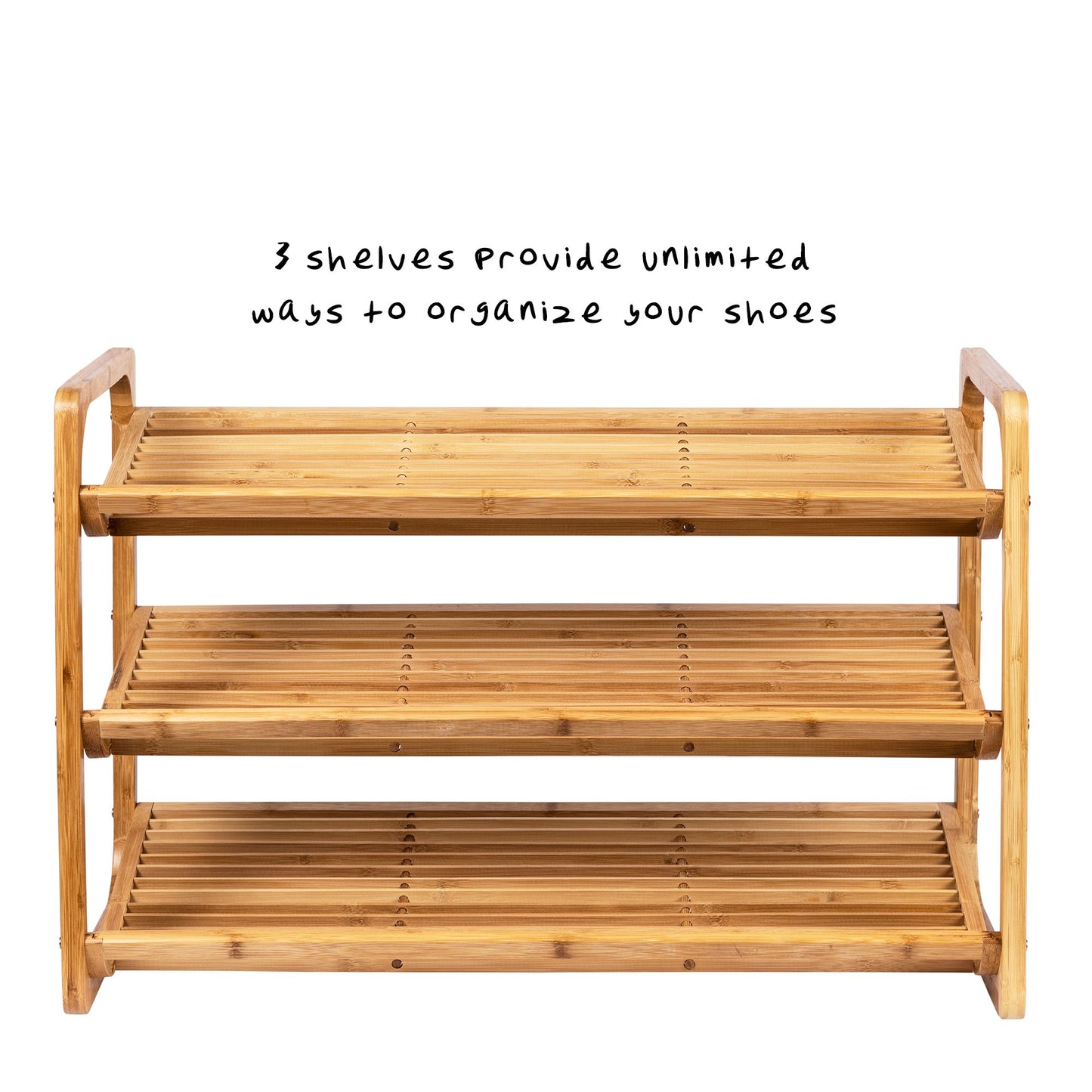 Honey-Can-Do SHO-01599 Bamboo 3-Tier Shoe Shelf - WoodArtSupply