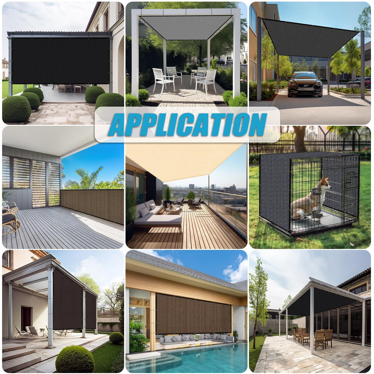 Amagenix 90% Pergola Shade Cover 11'X 20' Black Sun Shade Cloth with Grommets GN09 for Outdoor Garden Patio Porch, Commercial Grade 200 GSM - Cable Zip Ties Included (We Customized) Amagenix