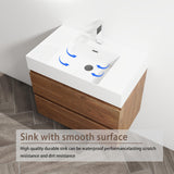 30 inch Bathroom Vanity with Sink, Modern Single Sink Bathroom Vanity, 30" Floating Vanity Bathroom Wall Mounted Bathroom Vanity Cabinet with Soft Close Drawers & Thick Edge Resin Sink, Brown Oak Minheola