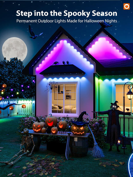 addlon 200FT Permanent Outdoor Lights, Cuttable & Extendable Smart RGB LED Lights for House & Outdoor Decor, App & Remote Control, IP67 Waterproof for Christmas, Holiday, Party, Halloween Decorations addlon