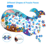 Jigsaw Puzzles for Kids Ages 4-8, 108 Pieces Whale Shaped Cardboard Puzzles for Animal Lovers, Sturdy Floor Puzzles Box and Poster, Educational Toys Gift for Boys Girls, 23.38 x 14.72 Inch AivaToba