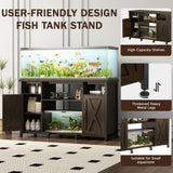 55-90 Gallon Fish Tank Stand with Power Outlets, Aquarium Stand with Cabinet, Heavy Duty Reptile Tank Turtle Terrariums Table for Fish Tank Accessories Storage, 52" L x 19.7" W, 1000LBS Capacity Pipleo