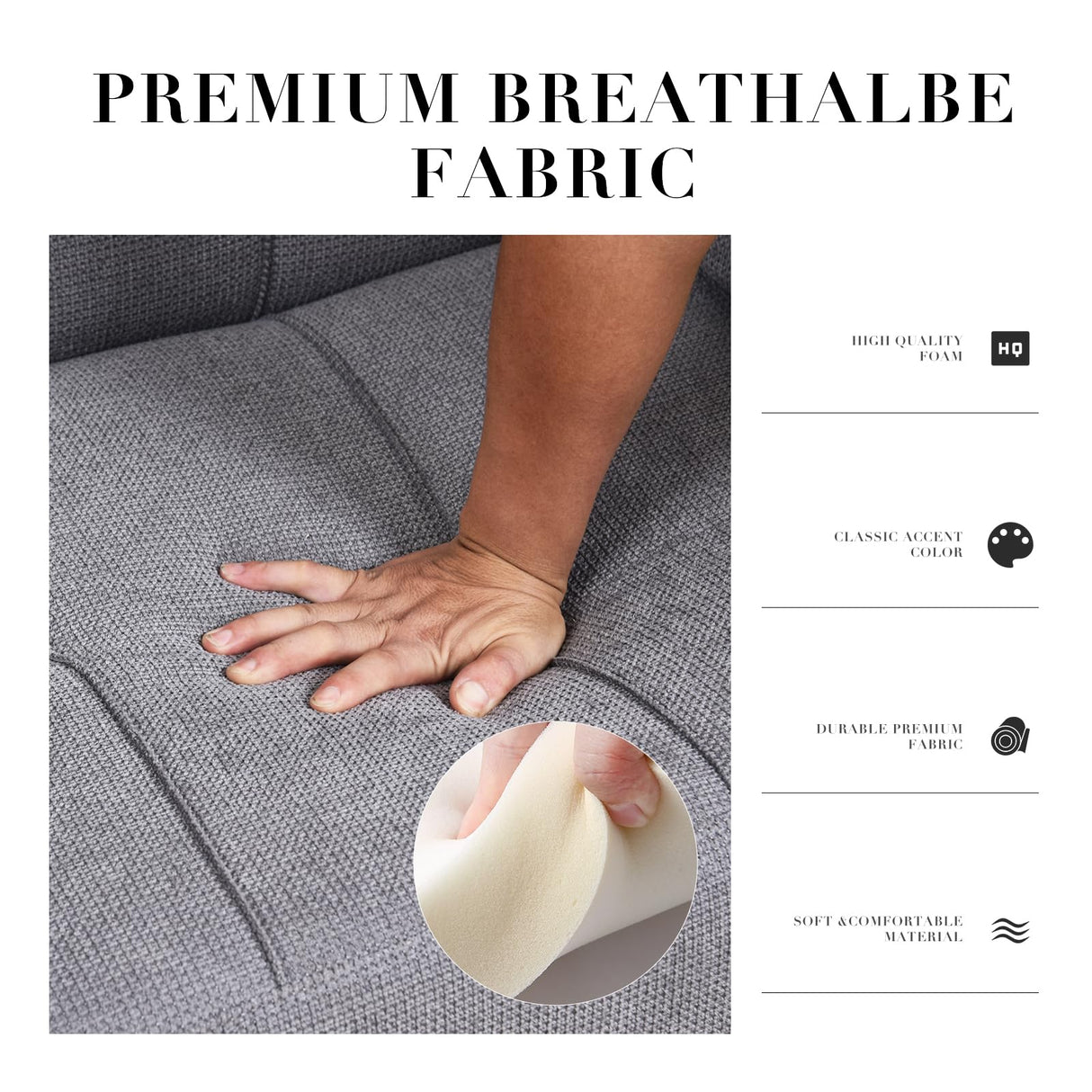 COLAMY Futon Sofa Bed-Fabric Small Futon Couch, Futon Lounge Sofa, Futon Convertible with 2 Cup Holders, Removable Soft Armrest, Adjustable Backrest for Dorm/Bedroom/College Lightgrey COLAMY