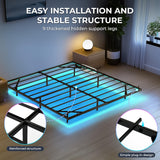 Tatub King Floating Bed Frame with LED Lights & Charging Station - Modern Platform Bed with Bedside Caddy Tatub