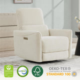 CHITA Power Recliner Chair Swivel Glider, FSC Certified Upholstered Living Room Nursery Reclining Sofa Chair with Lumbar Support, Linen CHITA