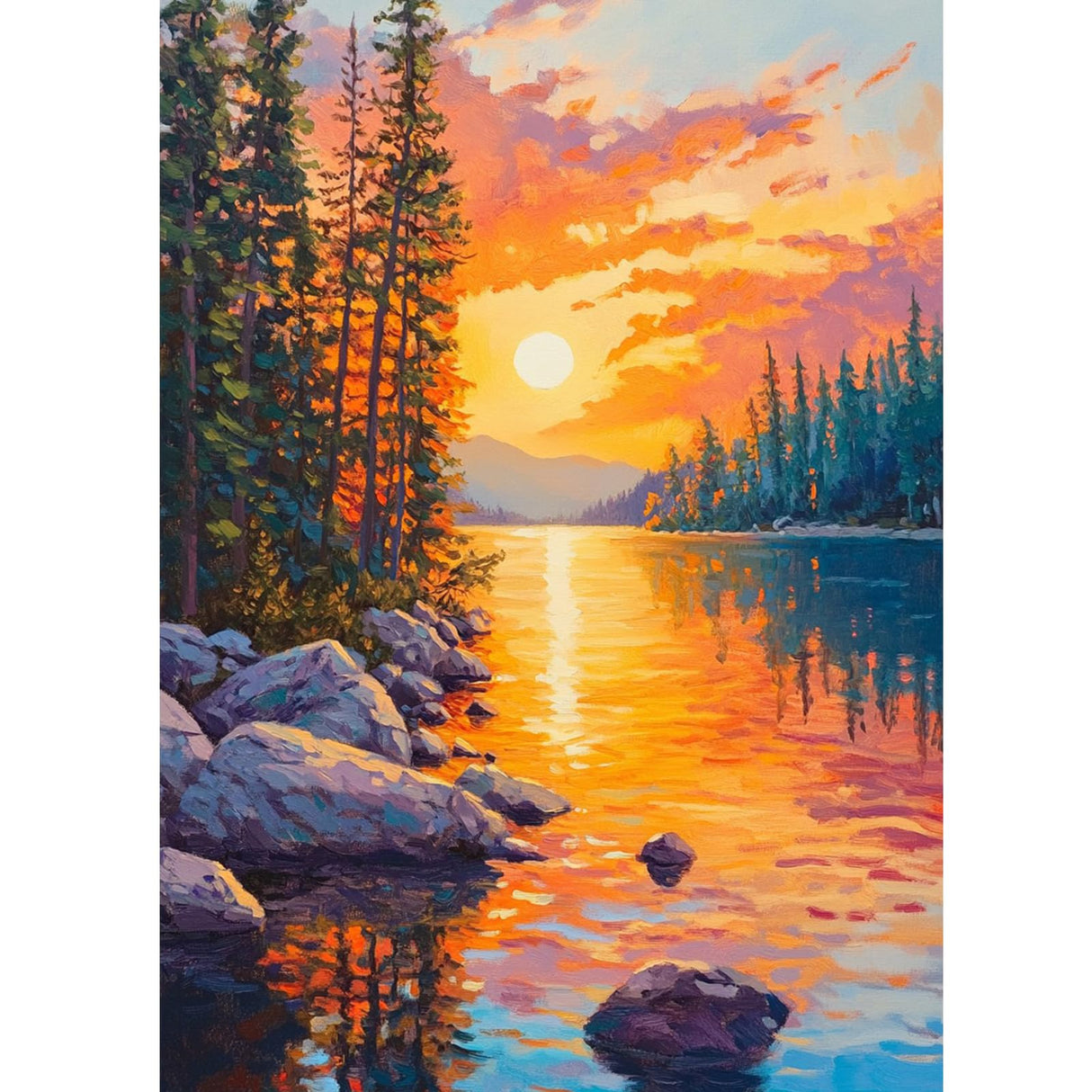 KEYIFA Diamond Painting River Sunset Diamond Art Kits for Adults, 5D Round Full Drill Landscape Diamond Painting Kit for Beginner, DIY Gems Art Craft for Home Wall Decor 12x16 inch KEYIFA