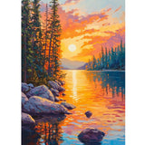KEYIFA Diamond Painting River Sunset Diamond Art Kits for Adults, 5D Round Full Drill Landscape Diamond Painting Kit for Beginner, DIY Gems Art Craft for Home Wall Decor 12x16 inch KEYIFA