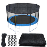 Trampoline Cover Round 12 Holes 90% Sunblock Shade Cloth 14FT Black Trampoline Top Shade Cover Sun Shade Mesh Tarp with 49FT Elastic Cord & 24 Plastic Hooks for Outdoor Backyard Playground(Tent Only) Voccos
