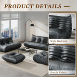 Comfy Lazy Floor Sofa Couch,Bean Bag Chairs,Soft Armless Fireside Chair,Faux Leather Lounge Chair,Corner Relax Couch for Living Room Bedroom,Salon Office,Adults（Black+3 Seat Generic