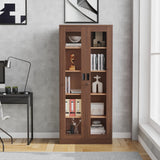 Anxxsu Display Cabinet with Glass Doors, Display Case Cabinet for Collectibles, Curio Display Cabinet with 4 Adjustable Shelves, 71" Glass Display Cabinet for Home Living Room (Wood Color) Anxxsu