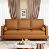 GarveeHome 81" Leather Sofa for Living Room, Mid-Century Modern Couch with Deep Seats, Brown Faux Leather Couch, 3 Seat Sofa with Removable Cover for Apartment, Office, Cognac Tan GarveeHome