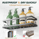 Youvip Adhesive Shower Caddy,Shower Shelves with Soap Holder and 12 Hooks,Rustproof No Drilling Bathroom Organizer and Storage,Black,3 Pack Youvip