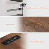 WAMPAT Farmhouse TV Stand with Charging Station and USB Ports for TVs up to 110" TVs,3 in 1 Wood Entertainment Center with 10 Drawers and Adjustable Shelves for Living Room,Antique White WAMPAT