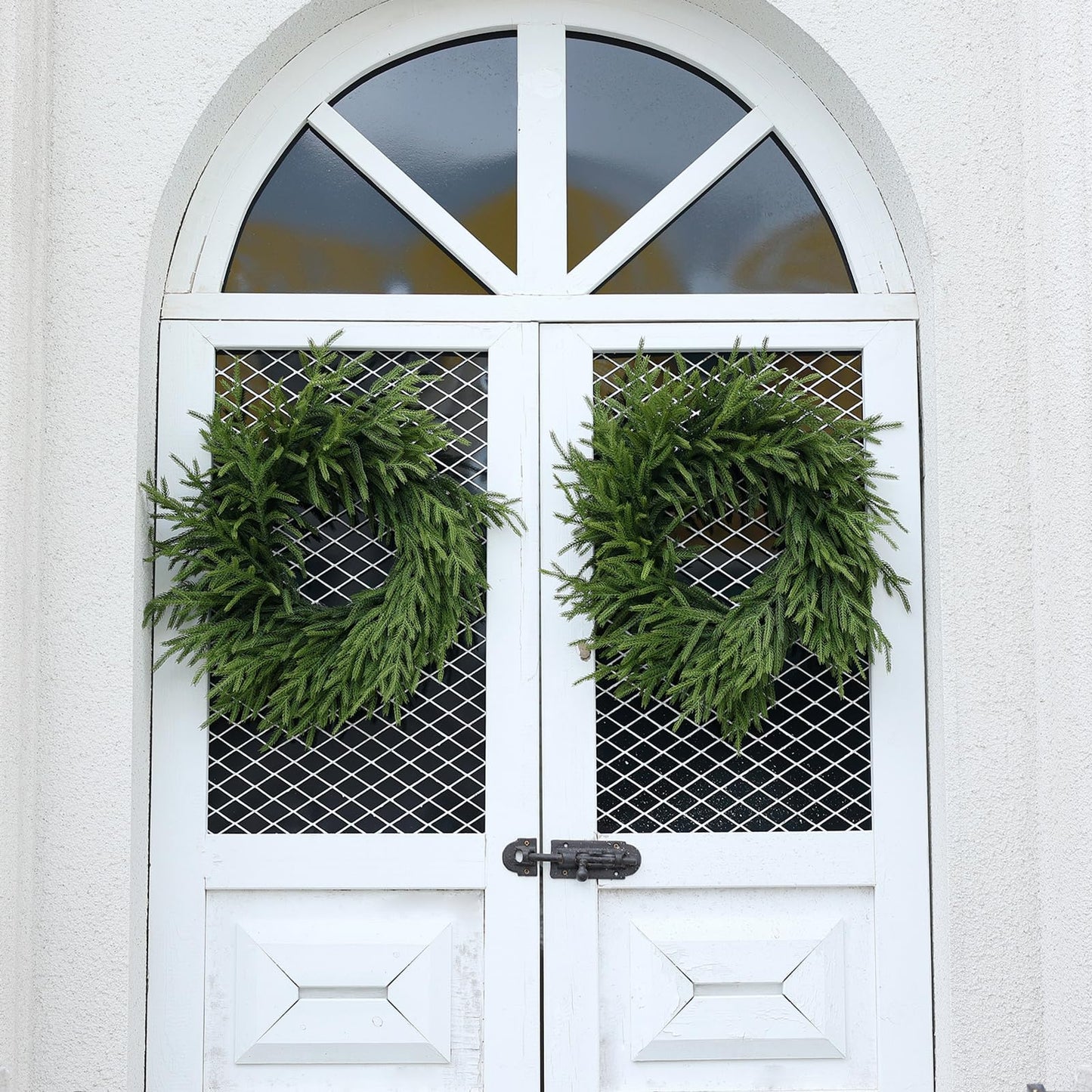 Real Touch Norfolk Pine Wreath - 24" Artificial Christmas Wreath Faux Pine Green Wreath for Front Door, Wall, Windows, Xmas Decoration