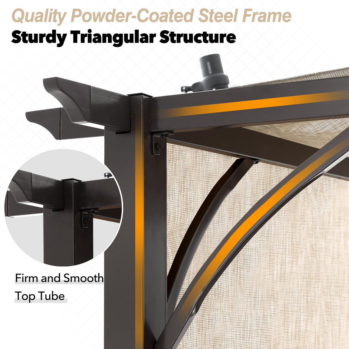MASTERCANOPY 10' X 12' Outdoor Retractable Pergola with Adjustable Roof, Metal Patio Pergola for Backyard, Garden and Deck,Griege MASTERCANOPY