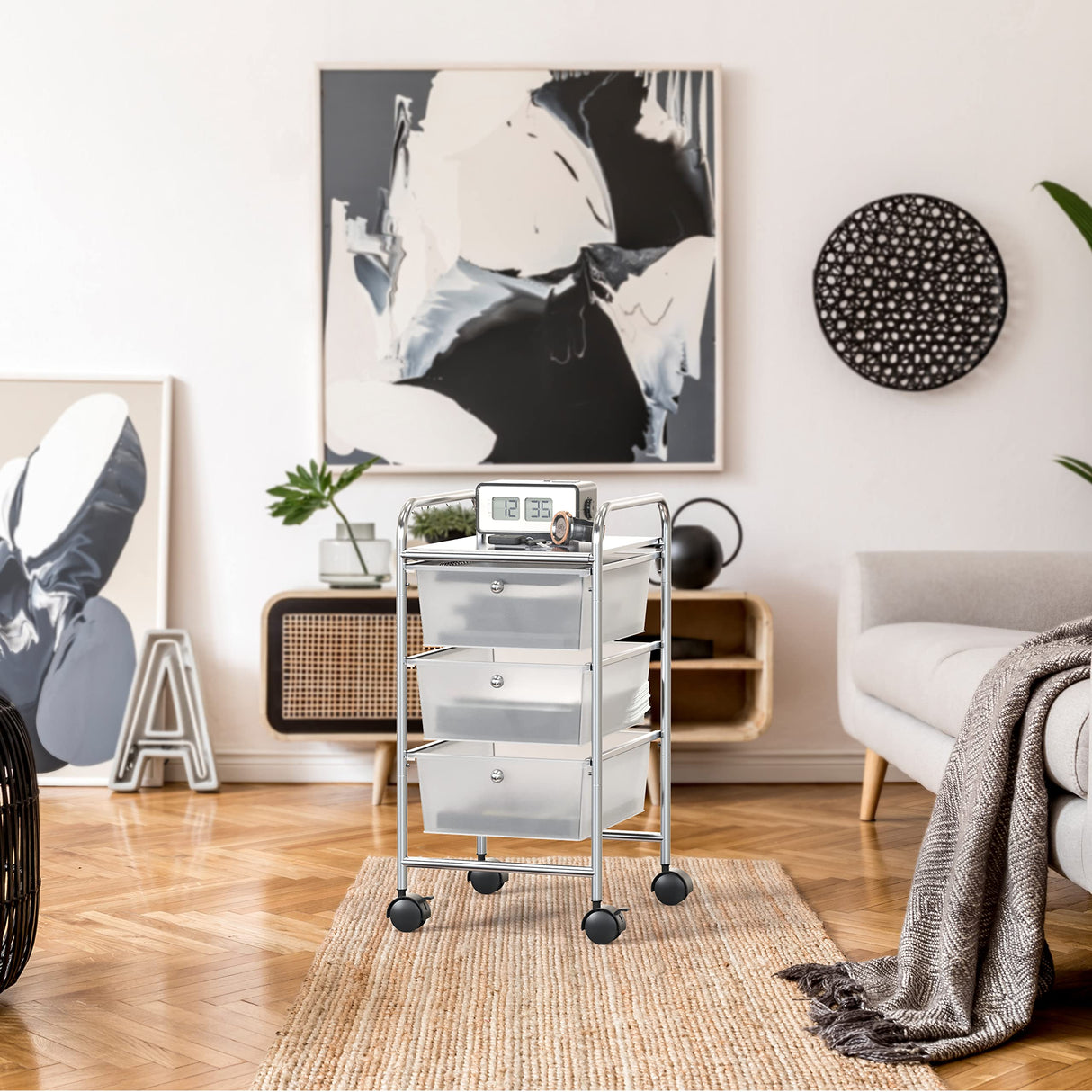 Simple Houseware Utility Cart with 3 Drawers Rolling Storage Art Craft Organizer on Wheels Simple Houseware