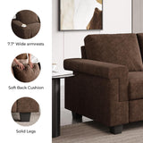 COPIAE 3 Seater Sofa Couch with Deep Seat, 90" Modern Upholstered Sofa with Armrests, Easy Installation, Comfy Couches for Living Room, Apartment,Dark Brown COPIAE