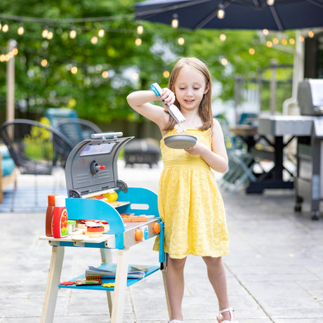 Melissa & Doug Wooden Deluxe Barbecue Grill, Smoker and Pizza Oven Play Food Toy for Pretend Play Cooking for Kids - FSC Certified Melissa & Doug