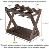 Rustic State Cava Countertop Solid Wood Wine Rack for 4 Bottles and 6 Stemware Glass Holder Cork Storage Tabletop Tray Freestanding Organizer - Home, Kitchen, Dining Room Bar Décor - Walnut Rustic State