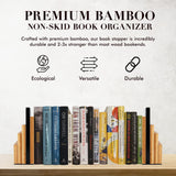 JUSK Design Bamboo Book End/Book Organizer - Non-Skid Decorative Bookends for Office and Home - Book Holders for Shelves - Substantial Weight - Holds Heavy Books JUSK