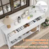 LAZZO Painted Wood Console Table Narrow Long Sofa Table Modern Behind Couch Table Fluted Entryway Table with 3 Drawers and Open Storage Shelf for Living Room, Foyer and Hallway White (White, 1 Tier) LAZZO