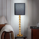 EUO 30.5" Gold Buffet Lamps Set of 2 with Black Shade, Buffet Table Lamps Set of 2 for Living Room, Black Gold Lamps for Dining Room, Gold Bamboo Lamps for Credenza, Black/Gold EUO