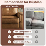 ovios Luxury 3 Seater Sofa with Faux Leather,Mid-Century Modern Couch with Comfortable Armrest,Comfy Couches with Deep Seat,Small Sofas for Living Room Bedroom (Light Brown) ovios