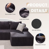 Hobestluk 96” Modular Sectional Sofa Couches L-Shape Couch 3 Seat Modular Sofa Memory Foam Sectional Couches for Living Room, Cloud Couch with Oversized Chaise (Grey, Stripe (Right Facing Chaise)) Hobestluk