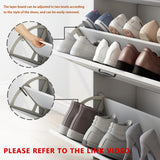 MOOLSUN Multi Functional Narrow flip Shoe Cabinet with 3 Doors 2 Drawers, Save Space, Suitable for Entryway and corridors (A - White) MOOLSUN