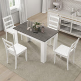 Giantex 5-Piece Wooden Dining Set, Modern Rectangular Dining Table & 4 High-Back Chairs, Dinette Set w/Rubber Wood Legs, Kitchen Furniture for Dining Room Kitchen Restaurant (Dark Grey+White) Giantex