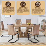 Btikita Dining Table Set for 6, Kitchen Table Chairs Set of 6, Modern Dining Room Set with 63 inch Wood Dinner Table Leather Upholstered Chairs for Kitchen (Brown, Wood Table with 6 Chairs) Btikita