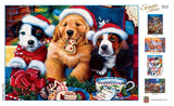 MasterPieces 500 Piece Glitter Christmas Jigsaw Puzzle - Santa Paws - 15"x21" Masterpieces