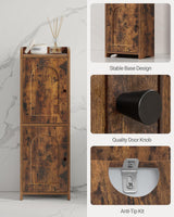 Hzuaneri Bathroom Storage Cabinet, Corner Floor Cabinet with 2 Doors and Adjustable Shelf, Narrow Toilet Paper Cabinets, Bathroom Organizer for Small Spaces, Rustic Brown BC19901X Hzuaneri