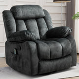 CANMOV Massage Swivel Rocker Recliner Chair with Heat and Vibration, 360 Degree Swivel Manual Recliners Antiskid Fabric Single Sofa Heavy Duty Reclining Chair for Living Room, Grey Green CANMOV