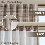 Madison Park Anaheim Cabin Plaid Curtain Window, Thermal Insulated Fleece Lining, Living Room Decor Room Darkening Drape for Bedroom, 1-Single Panel Pack, 50" x 84", Rod Pocket, Brown Madison Park