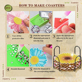 Leatrice 8PCS Flower Diamond Art Coasters Small Diamond Painting Kits for Adults Beginners Women Gem Art Coasters with Holder Funny DIY Crafts for Home Decor Leatrice