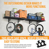 4 Pack 1,5x4ft Heavy Duty Garage Wall Shelving, Garage Shelving Wall Mounted, Storage Rack with Hooks (Black) BTRAM