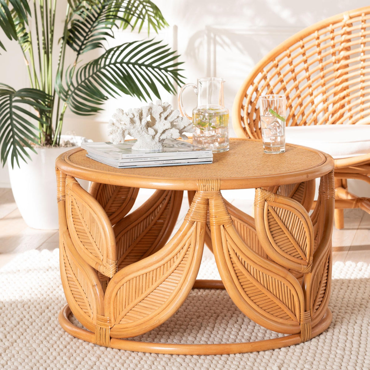 Bali & pari Raflesia Modern Bohemian Natural Rattan Coffee Table bali & pari