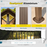 MELLCOM 12'x18' Hardtop Gazebo, Galvanized Steel Metal Double Roof Aluminum Gazebo with Curtain and Netting, Brown Permanent Pavilion Gazebo for Patio, Lawn & Garden MELLCOM