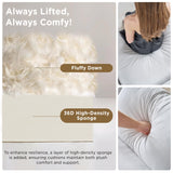 PaPaJet 114" Modular Cloud Couch, Oversized Down-Filled Sectional Sofa with Chaise and Ottoman, 4-Seater L-Shaped Sofa in White Linen for Living Room PaPaJet