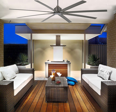 MINKA-AIRE F896-84-SI Xtreme H2O 84 Inch Outdoor Ceiling Fan with DC Motor, Gray Smoked Iron Finish MINKA-AIRE