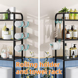 Simple Trending 3 Tier Over The Toilet Rack, Shelf Bathroom, Bathroom Stand Organizer Space Saver, Black Simple Trending