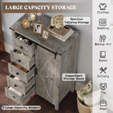 AMERLIFE 31.5'' Farmhouse Dresser with Sliding Barn Doors, 48" Rustic 5 Drawer Tall Dresser, Storage Organizer for Bedroom, Entryway, Light Rustic Oak AMERLIFE