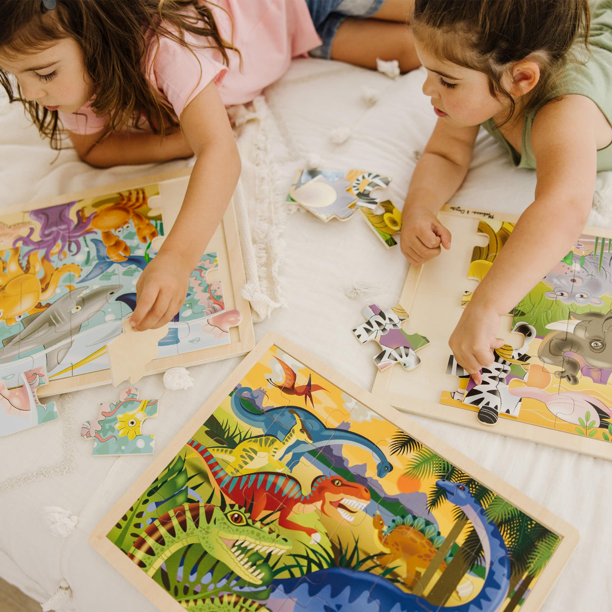 Melissa & Doug Jigsaw Puzzle Bundle (Dinosaur,Safari and Ocean) - Animal Puzzles, Wooden Jigsaw Puzzles For Kids Ages 3+ Melissa & Doug